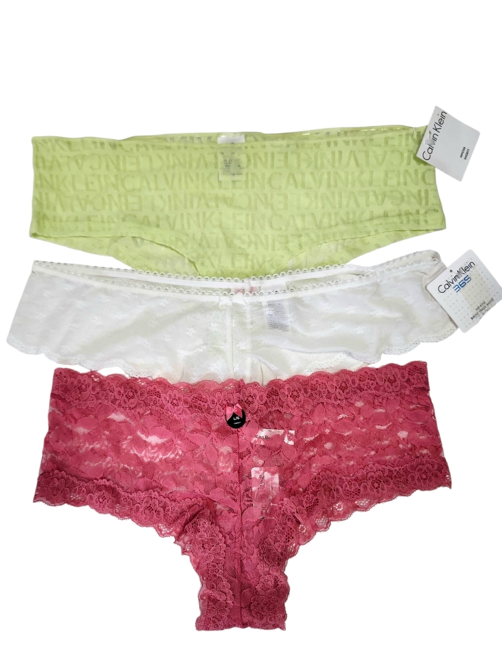 3pc Calvin Klein & La Vie en Rose Bikini – Lime, White, Rose Pink